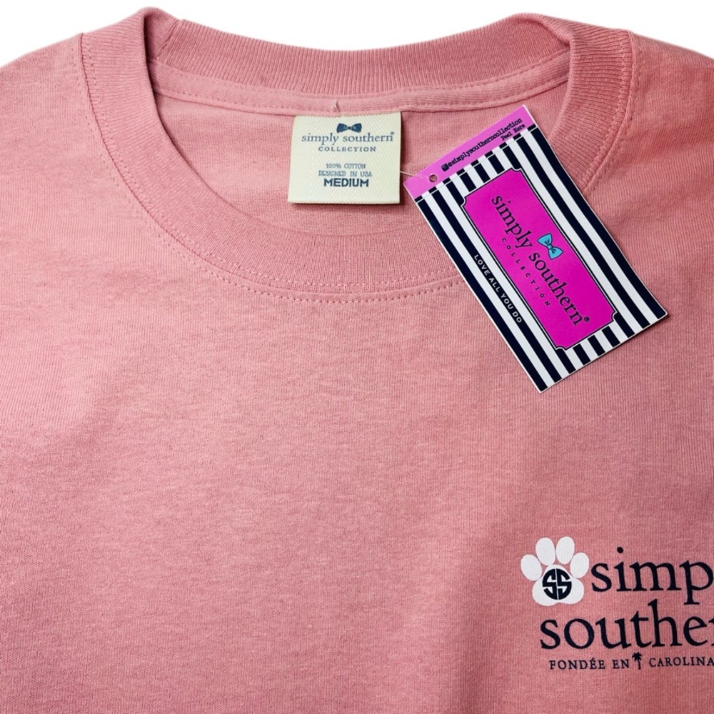 Simply Southern Pink Long Sleeve Tee with Dogs All over & SS Logo NEW - Picture 6 of 9